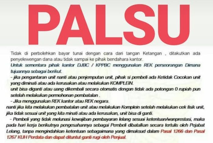 Ilustrasi lelang palsu yang mengatasnamakan Bea Cukai