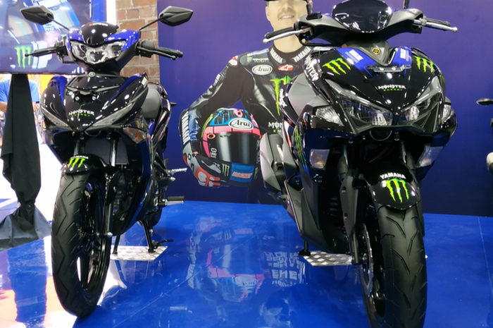 Yamaha MX King 150 dan Aerox 155 VVA dengan Livery Monster Energy Yamaha.