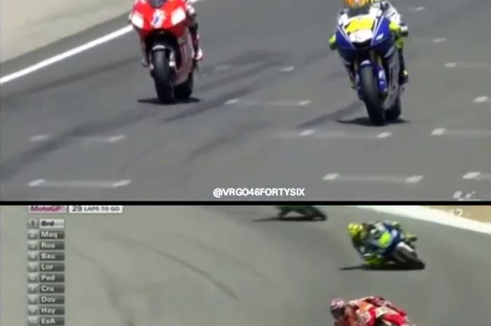 Perbandingan di titik yang sama MotoGP Laguna Seca Amerika
