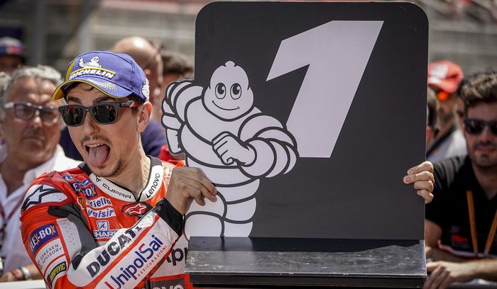 Jorge Lorenzo saat berhasil raih podium pertama bersama Ducati