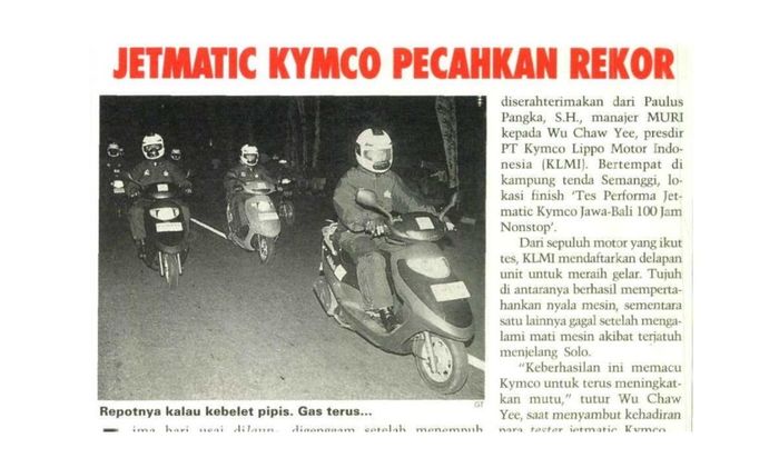 Kymco Jetmatic Trend 125 digeber Jakarta-Denpasar PP demi rekor MURI