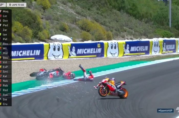 Crash tiga pembalap MotoGP di MotoGP Spanyol