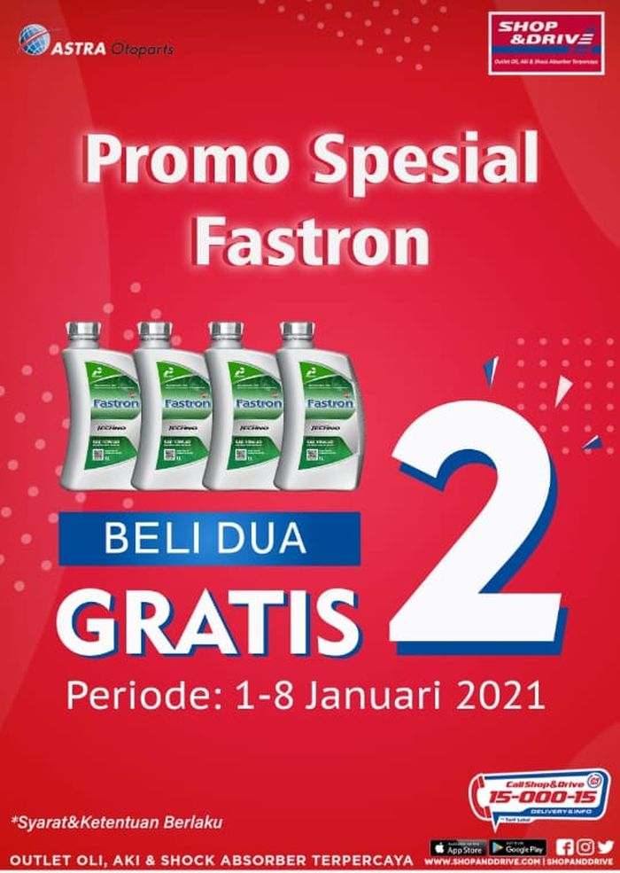 Promo pembelian Pertamina Fastron Techno 10W-40 beli 2 liter gratis 2 liter