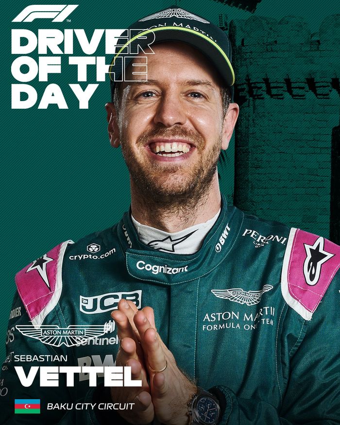 Sebastien Vettel terpilih sebagai Driver Of The Day pilihan penonton untuk F1 Azerbaijan 2021