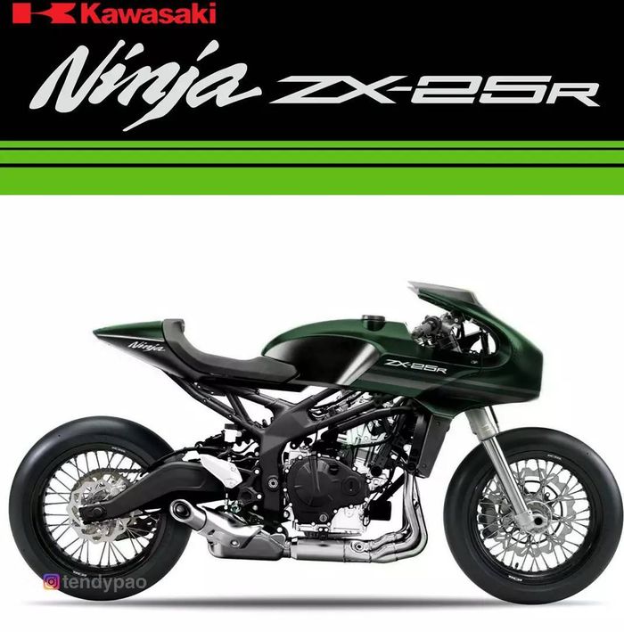 Kawasaki Ninja ZX-25R berubah konsep menjadi Cafe Racer hasil karya digimod Tendypao