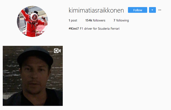 Inilah akun Instagram resmi Kimi Raikkonen dan postingan pertamanya