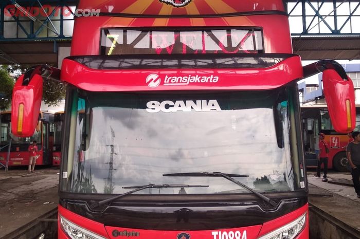 Bus Trans Jakarta yang akan dipakai konvoi Persija