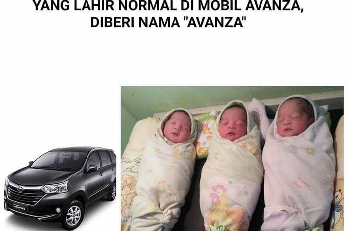 Bayi kembar tiga diberi nama Avanza
