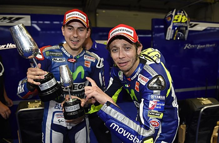 Valentino Rossi dan Jorge Lorenzo saat masih di Yamaha