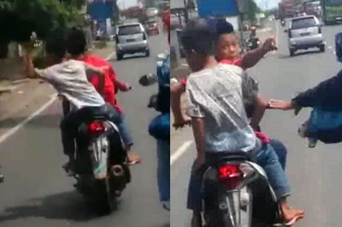 Dua bocah diduga begal terekam dan diamankan polisi