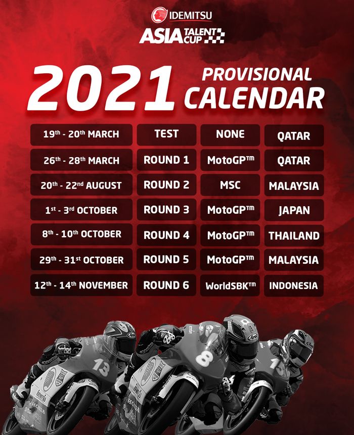 Jadwal sementara Asia Talent Cup 2021