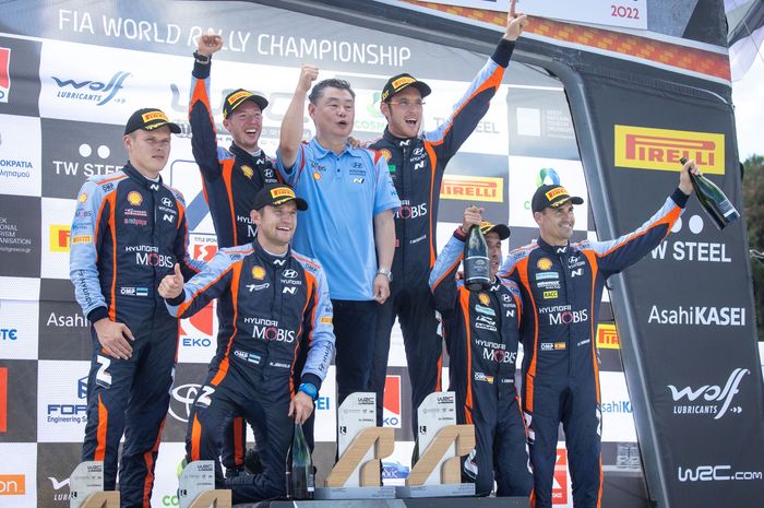 Pereli tim Hyundai Shell Mobis sapu bersih podium Reli Akropolis 2022, Thierry Neuville sebagai pemenang, Ott Tanak kedua dan Dani Sordo di tempat ketiga