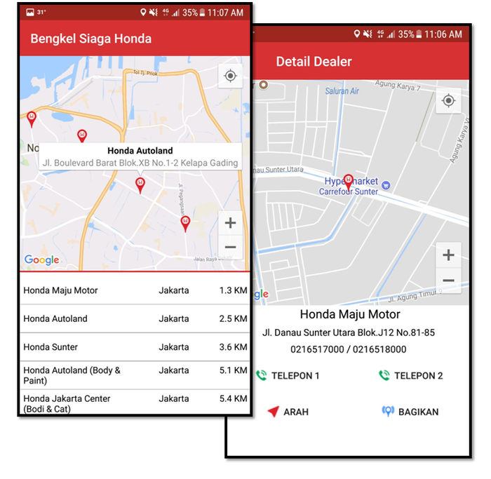 Screenshot aplikasi Honda Siaga yang dapat diunduh di Play Store
