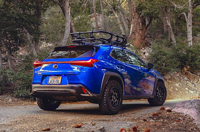 Tampilan belakang Lexus UX200 F Sport dengan tema off-road