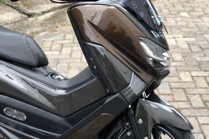Bodi Yamaha NMAX repaint coklat plus karbon kevlar
