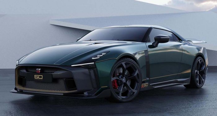 Tampilan Nissan GT-R50 warna hijau 