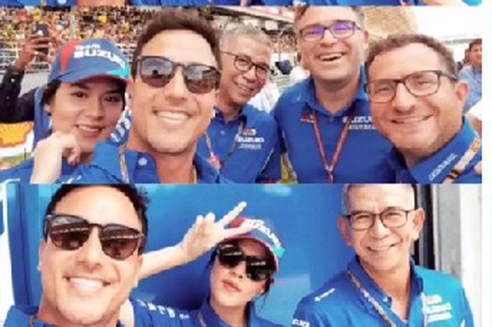 Penyanyi Raisa dan Hamish Daud nonton langsung MotoGP Malaysia, Minggu (4/11/2018)