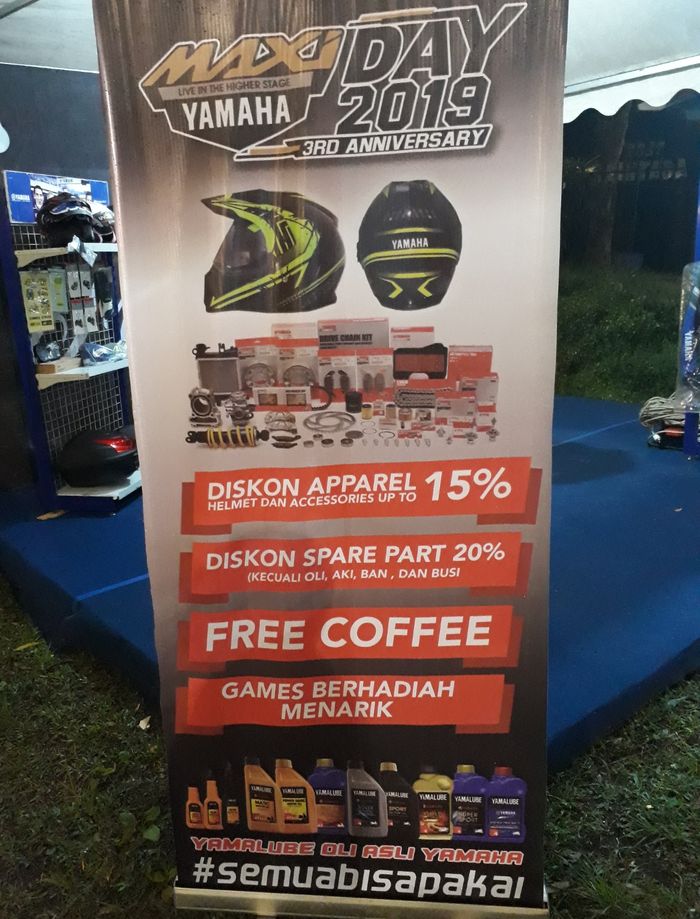 Promo diskon apparel dan sparepart di MAXI Yamaha Day Baturaden