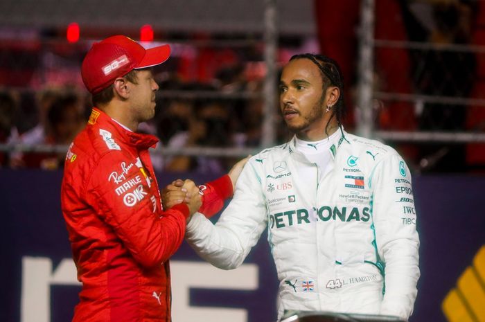 Sebastian Vettel dan Lewis Hamilton di F1 Singapura 2019