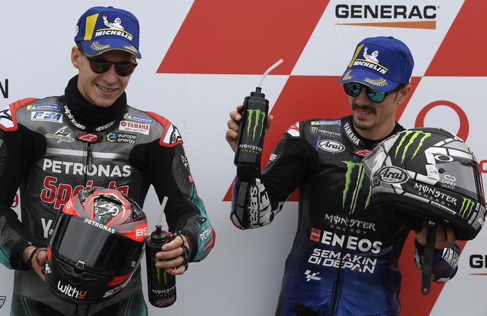 Fabio Quartararo dan Maverick Vinales, dua dari tiga pembalap yang sudah pasti berlaga di MotoGP 2021
