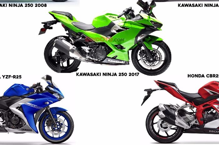 Komparasi desain Kawasaki Ninja250 dengan versi lama dan kompetitor