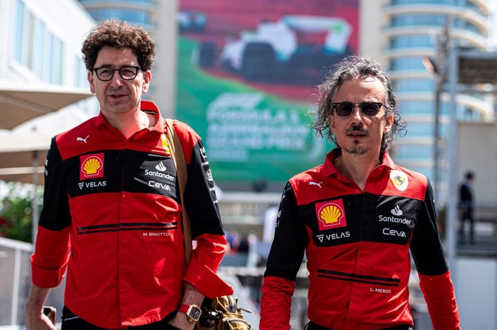 Bos tim Ferrari, Mattia Binotto dan racing director Laurent Mekies di F1 Azerbaijan 2022
