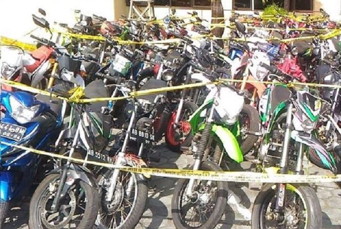 Puluhan motor disita Polres Gunungkidul karena menggunakan knalpot brong.