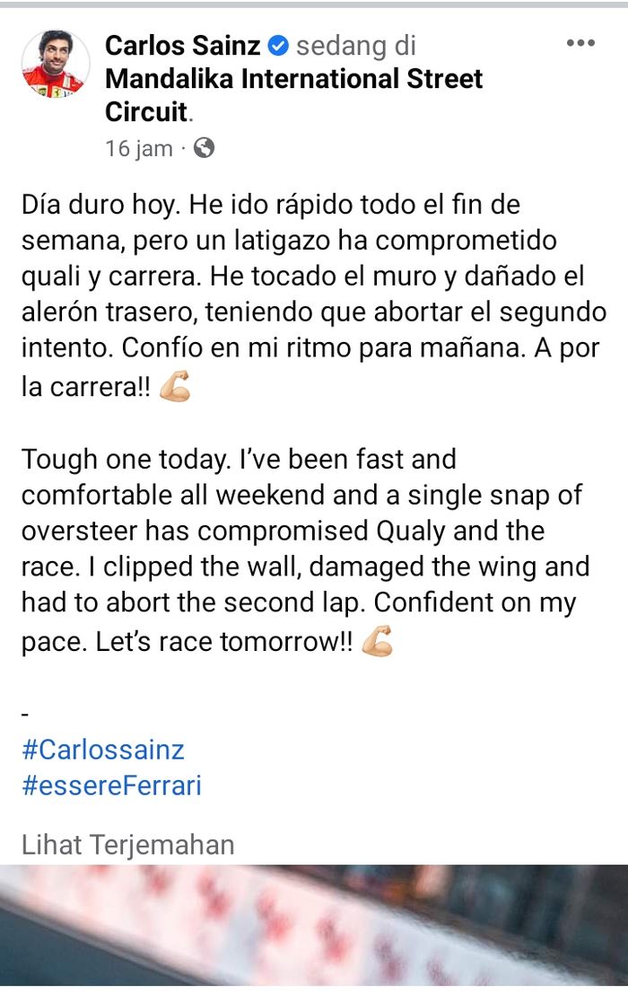 Unggahan Facebook Carlos Sainz yang bikin heboh