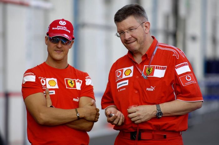 Michael Schumacher dan Ross Brawn saat bersama di tim Ferrari