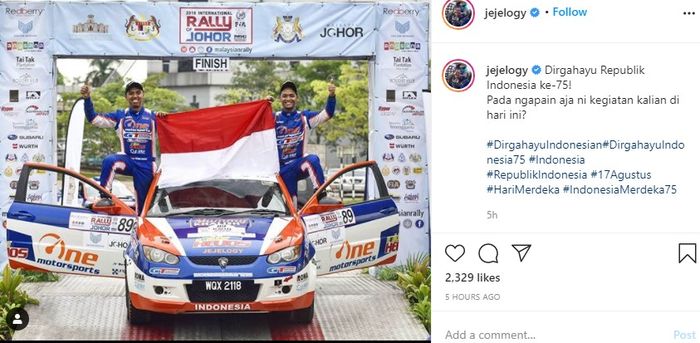 Potret pembalap Julian Johan dan Recky Resanto rayakan HUT ke-75 RI