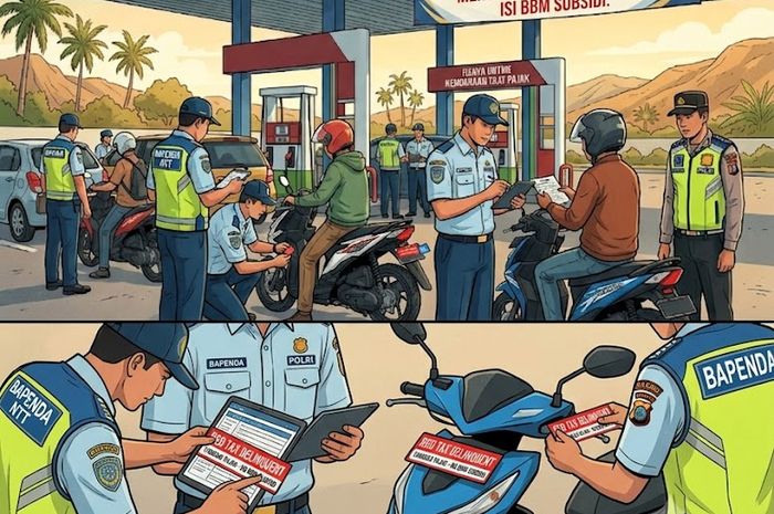 Ilustrasi razia pajak kendaraan dilakukan Bapenda NTT di SPBU, bagi yang masih menunggak pajak dilarang isi BBM Bersubsidi