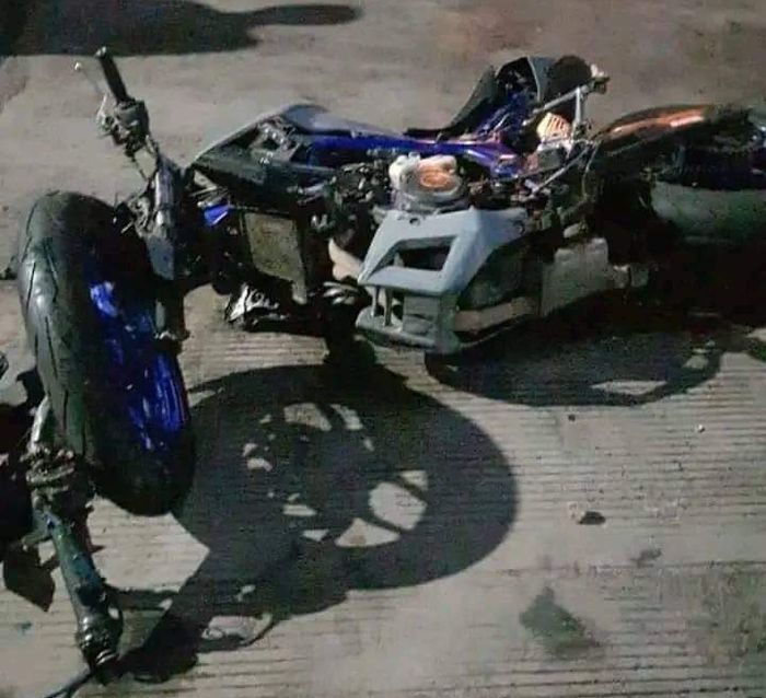 Kondisi Yamaha MT-25 nyaris terbelah setelah kecelakaan di Condongcatur, Sleman