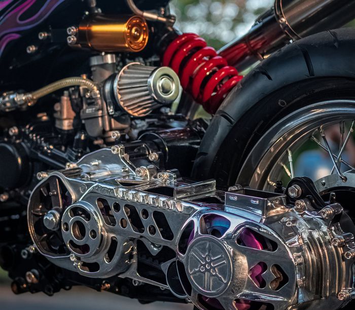 Posisi engine/CVT makin molor, berkat arm custom dan posisi shockbreaker yang berubah.