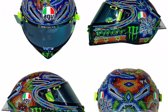 Desain beru helm AGV Pista GP R milik Valentino Rossi yang dipakai di tes pramusim MotoGP tahun ini