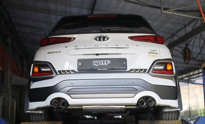 Bumper belakang Hyundai Kona dengan double muffler