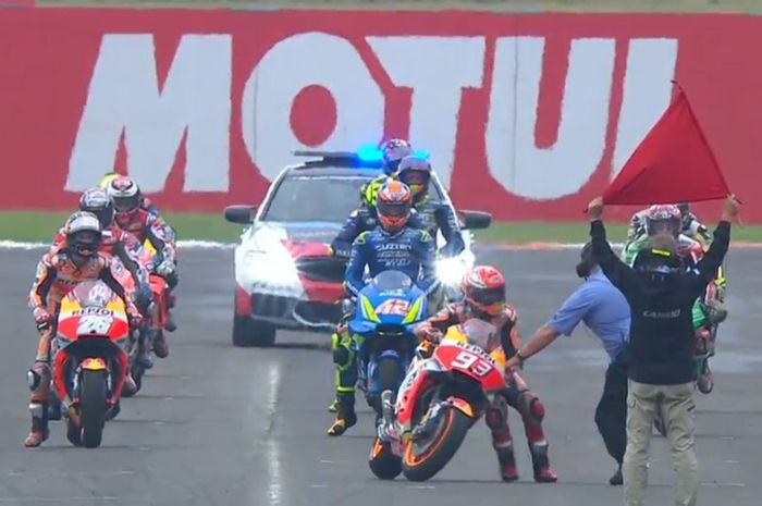 Motor Marc Marquez bermasalah saat akan start di MotoGP Argentina 2018