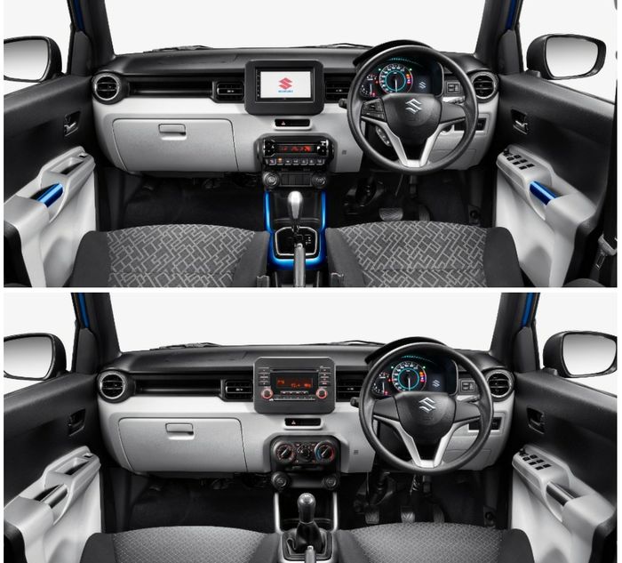 Interior Suzuki New Ignis tipe GX (atas) dan GL (bawah)