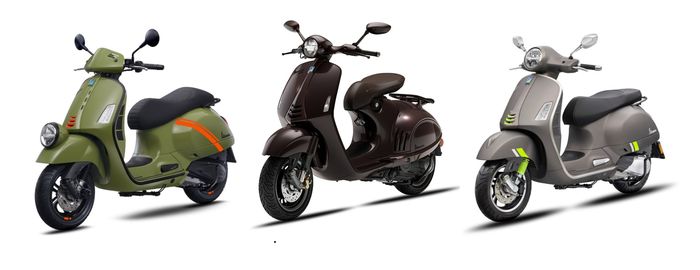 Dari kiri ke kanan - Vespa GTV, 946 Horse dan GTS Super Tech 300