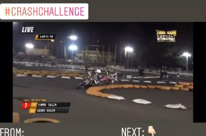 Unggahan 'Crash Challenge' dari Instagram Story Gerry Salim @gerrysalim31