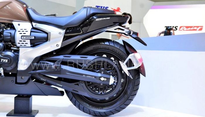 Penampakan bodi bagian belakang TVS Zeppelin di ajang Auto Expo 2018