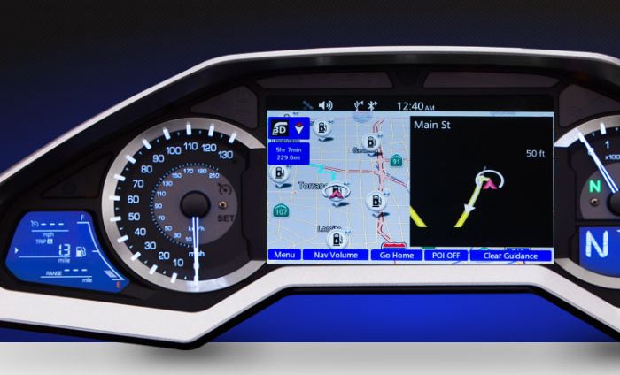 Fitur navigasi di layar Honda Goldwing 2018