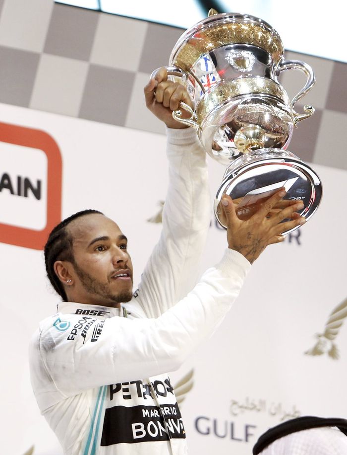 Lewis Hamilton meraih kemenangan pertama F1 2019 di Bahrain