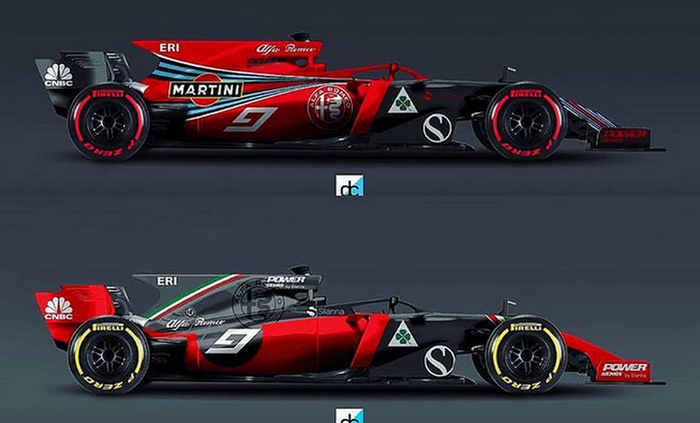 Berbagai desain pada mobil F1 tim Sauber yang dilabel Alfa Romeo muncul di sejumlah akun media sosial