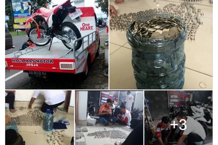 Postingan beli CRF150L baru pakai pecahan uang logam Rp 1000