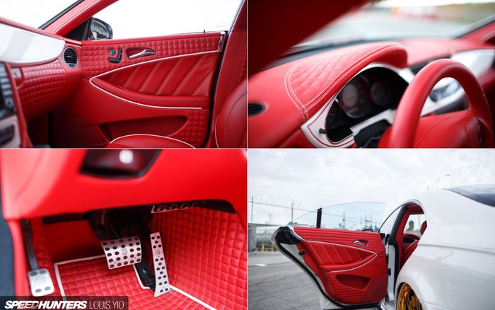 Tampilan kabin Mercedes-Benz CLS 500 dilapisi lapisan kulit warna merah
