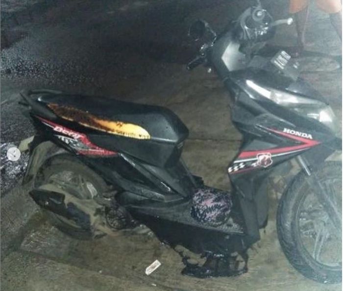 Kondisi Honda BeAT sengaja di bakar di Semarang