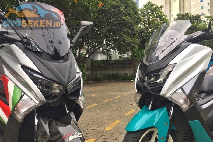 Yamaha NMAX dengan body kit Lent Gen 1 (kiri) dan Lent Gen 2 (kanan)