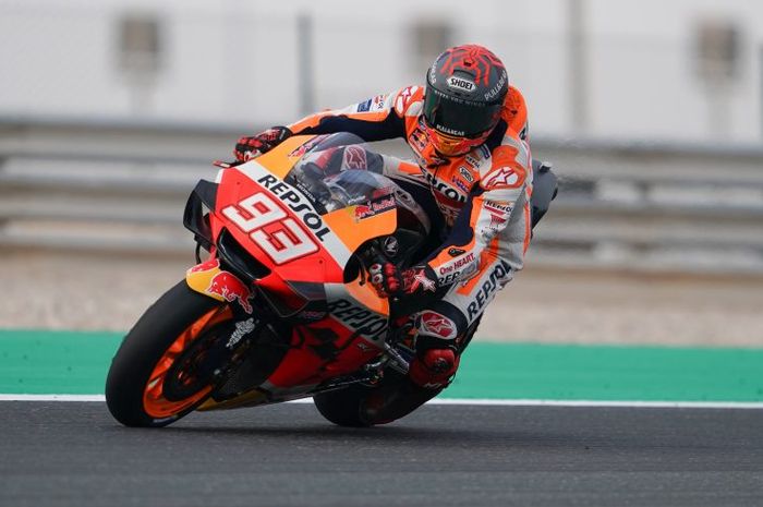 Marc Marquez ketika menjalani tes pramusim MotoGP 2020 di sirkuit Losail, Qatar