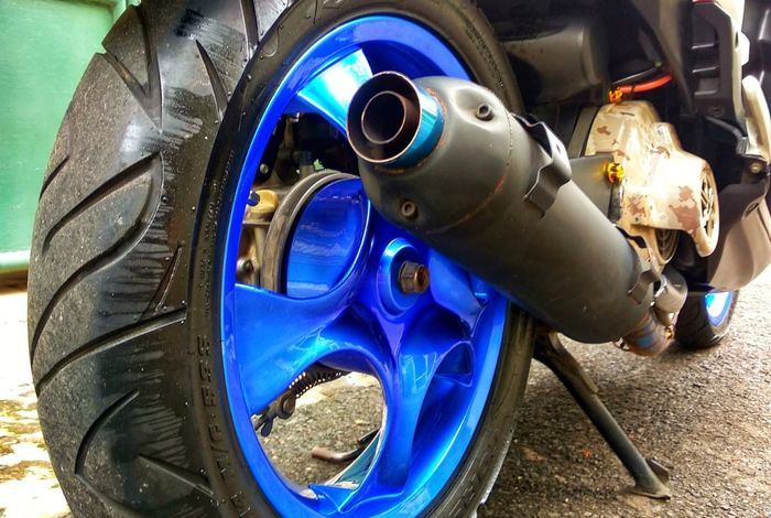 Yamaha Mio Soul GT pasang pelek power plus knalpot Tsukigi