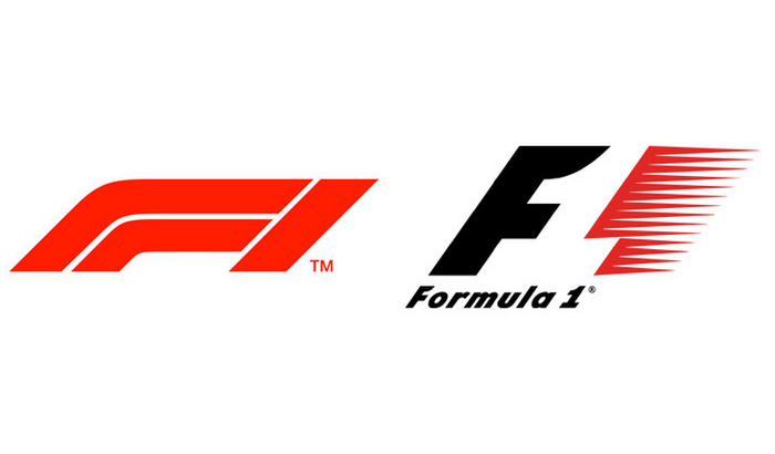 Logo F1 baru (kiri) dan desain lama yang ikonik (kanan)